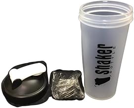 زجاجة شيكر بروتين مقاومة للتسرب خالية من مادة بيسفينول أ وآمنة تمامًا تجمع بين التصميم الشفاف والأناقة مثالية للاستخدام في الجيم للرجال والنساء من ام دي ستاي فيت، لون أسود، سعة 600 مل