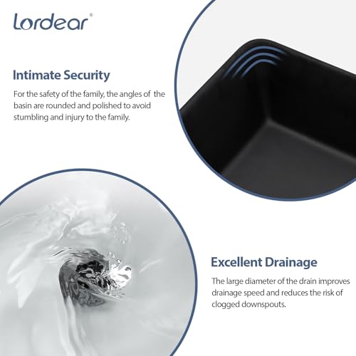 image for Lordear Rectangle Black Vessel Sink 24x16