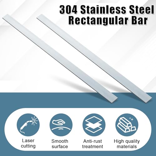 Image of Yaocom 2 Pcs 304 Stainless Steel Flat Bar 36 inch Length, 1-1 /2 inch Width, 1 /8 inch Thickness 2B Finishing Trim Strips Sheet for DIY Craft Making