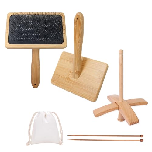 6Pcs Wool Carder and Spindle Felting Kit
