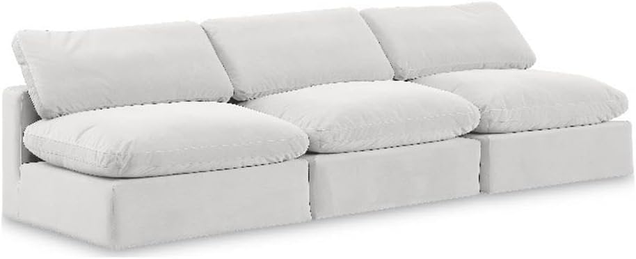 BOWERY HILL Contemporary Modular Sofa, 117″ Wide, Soft Cream