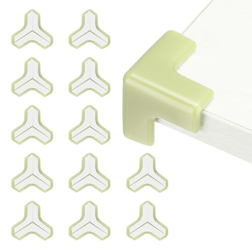 Image of uxcell Corner Protectors, 12 Pcs Table Corner Protectors, Furniture Corner Guard and Edges Safety Bumpers for Table Edges and Sharp Corners (T-Shaped, Green)