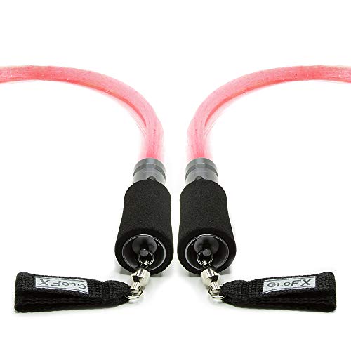 GloFX Space Whip Remix [LED POI Set] - Two 3 Ft 360° Swivel Fiber Optic Whips with Double Loop Handles - Programmable LED Light Up Glow Rave Toy Pixel Flow Lace