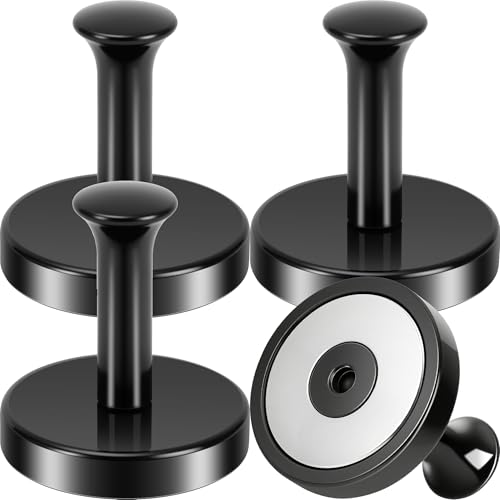 Neosmuk Magnetic Coat Hook,130lb+ Strong Extra Heavy Duty Magnet Hooks,Magnetic Wreath Hanger/Holder for Metal Doors,Purse,Towel,Stocking,Cruise Cabin,Black,4 Pack by Neosmuk - Used condition - US$10.54
