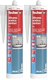 Fischer SAS Bianco, Silicone Sigillante Antimuffa interno/esterno a Base Acetica per Ambienti Sanitari come Bagno, Doccia, Ceramica, 9361 (Confezione da 2)