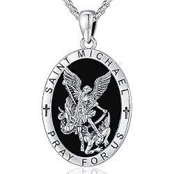 Odinstone 925 Sterling Silver St Michael/St Christopher/St Benedict/Jesus Crucifix/St Uriel/Archangel Raphael Medal Necklace for Men Women Religious Amulets Jewelry Gifts