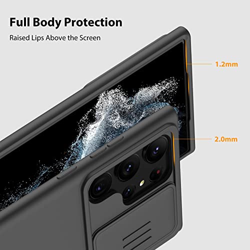Nillkin Magnetic Case For Samsung Galaxy S23 Ultra, [Slide Camera Cover][Compatible With Magsafe] Silicone Shockproof Galaxy S23 Ultra Protective Phone Case, Black #TOP6