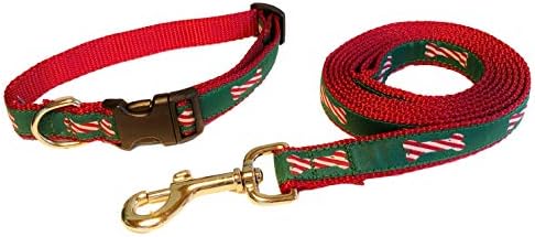 Amazon.com: Preston - Juego de collar y correa para perros con diseño de  bastón de caramelo en cinta verde con correas de nailon rojo (pequeño) :  Productos para Animales