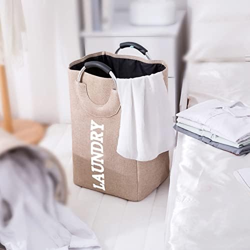 Yurayisen Laundry Basket,61L Large Laundry Basket with Handle,Foldable Bathroom Storage Laundry Bag for Bedroom, Bathroom, College Dorm, Laundry Room, Pink