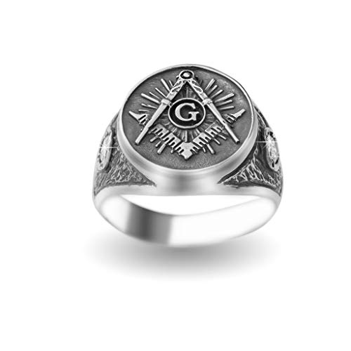 Pierres précieuses en cristal Bague Maçonnique en Argent Sterling 925 Maçonnerie Nouvelle Franc-maçonnerie Hommes Silverzone 77 Bijoux Faits à la Main