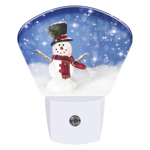 Image of Night Light Snowman Plug-in LED Dusk-to-Dawn Sensor Soft Night Lamp,Suitable for Home Bedroom Bathroom Hallway Stairs
