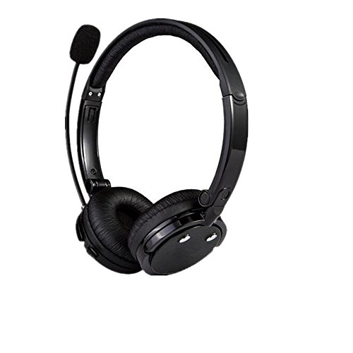 IMAGE® 2 in 1 Over the Head Boom Mic Microphone Stereo Bluetooth Headset Wireless Handsfree Headphone Nosie Canceling (Black)