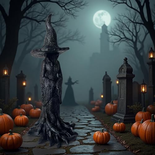 Estatua bruja de Halloween de resina 11.8 pulg miniatura 6