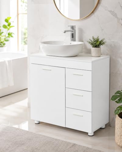 Meuble sous Lavabo avec tiroirs Meuble de Salle de Bain 70 × 30 × 64 cm