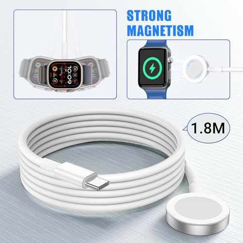 Apple Watch Charger with USB C iPhone Fast Charger Block Plug, Magnetic iWatch Fast Charging Cable Cord 6ft and Type C Charger for Apple Watch Series Ultra 2/Ultra/Series 11/10/9/8/7/SE/6/5/4/3/2 — view 3