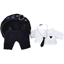 niannyyhouse Elasticity Cool Black Punk Suit Hat Ties Shirt Overalls Dress Up 7.8in20cm Plush Doll Clothes Accessories