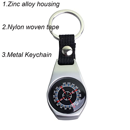 Compass Keychain，Survival Compass,Key Ring Compass For Kids,Portable Mini Compass,Metal Carabiner Compass,Mini Metal Compass For Outdoor Comping Travling Mountaineering Hiking #TOP2