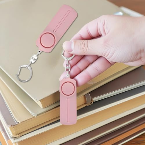 Porte-clés alarme de sécurité personnelle 130 dB avec lampe LED intégrée en lot de 2 rose