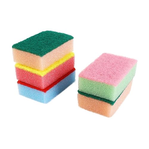 Image of 5 Pcs Kitchen Cleaning Sponges, Colorful Dual-Sided Washing Sponges for Dishes, Multi-Purpose Household Elastic Cleaning Scrub Sponges for Kitchen Pots, Pans, Dishes