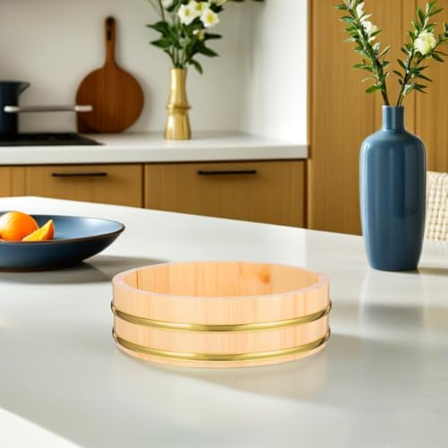 Hangiri Luxshiny Sushi Eimer aus Holz 22 cm für Reis mischen und servieren