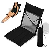 Zinueen Chaise de sol avec dossier - Chaise de plage pliable et légère...