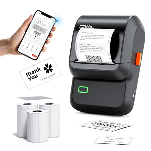 Ponek Label Maker with 3 Tapes, M100 Address Barcode Label Printer, Versatile App with 4000 Icons and 300 Templates, Bluetooth Thermal Label Printer for Small Business, Office, Home, School, Black