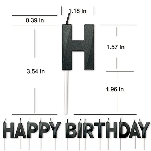 Comluge 13Pcs 3.55 Inches 3D Happy Birthday Letter Candles For Cake Metallic Looking Letter Candles For Birthday Cake Unique Candle Birthday Parties(Small, Black) #TOP2