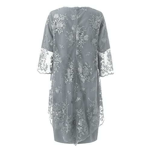 Robe de soirée en dentelle brodée trapèze midi pour invité de mariage