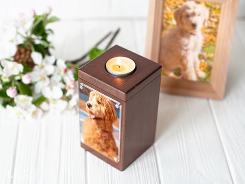 Image of Personalized Pet Memorial - Dog Memory Box Keepsake with Photo, Cat Cremation Urn for Ashes Candle (Medium, Without Engraving)