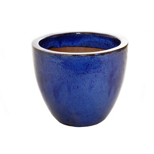 29cm Blue Glazed Egg Pot Planter/Round Plant Container/Flower Bowl/Flower Pot
