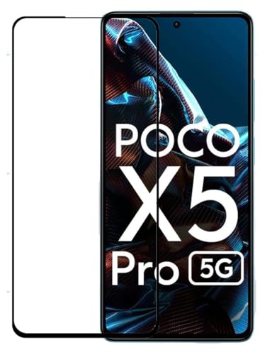 Image of SENBUN Tempered Glass Screen Protector Compatible for Poco X5 Pro 5G with Edge to Edge Coverage and Easy Installation Kit, Pack of 1, Black