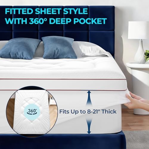 KELTARO Premium Mattress Topper Queen Size,4 Inch Dual Layer (2" Gel Memory Foam + 2" Plush Pillow Top) Comfort Support, Thick Mattress Pad Cover for Back Pain (60x80 inch) — view 5
