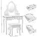 SONGMICS Tocador con Espejo, Mesa para Maquillaje, con Taburete y Cajones, Blanco...