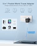 Pocket-Sized International Power Adapter, BEONDON 5-in-1 European Travel Plug with Dual USB-C (25W PD + 15W) & USB-A, 2 Polarized US AC Outlets for Europe UK AU IT JP | Power up to 5 devices at once with 2 AC outlets and 3 USB ports.Ideal for phones,