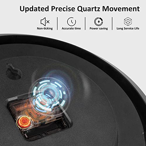Hippih 2 Pack Silent Wall Clock, 10 Inch Non Ticking Quiet Digital Sweep Decorative Battery Operated Wall Clocks For Living Room Bedroom Kitchen School Office Decor, Black #TOP4