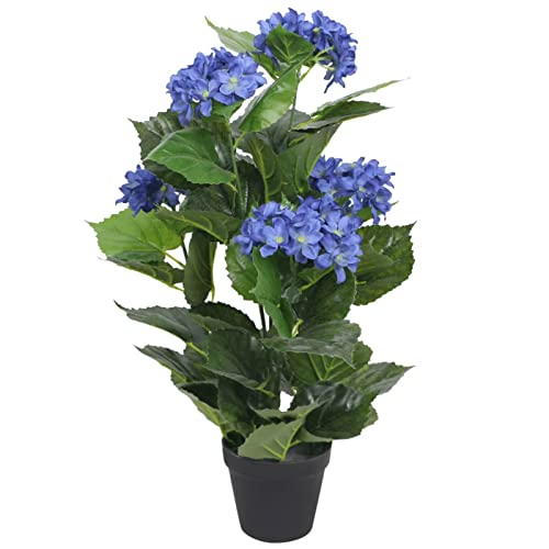 Hortensias artificiales en maceta, plantas artificiales tropicales decorativas para interiores y exteriores, árboles artificiales para exteriores, helecho fénix, plantas falsas decorativas tropicales
