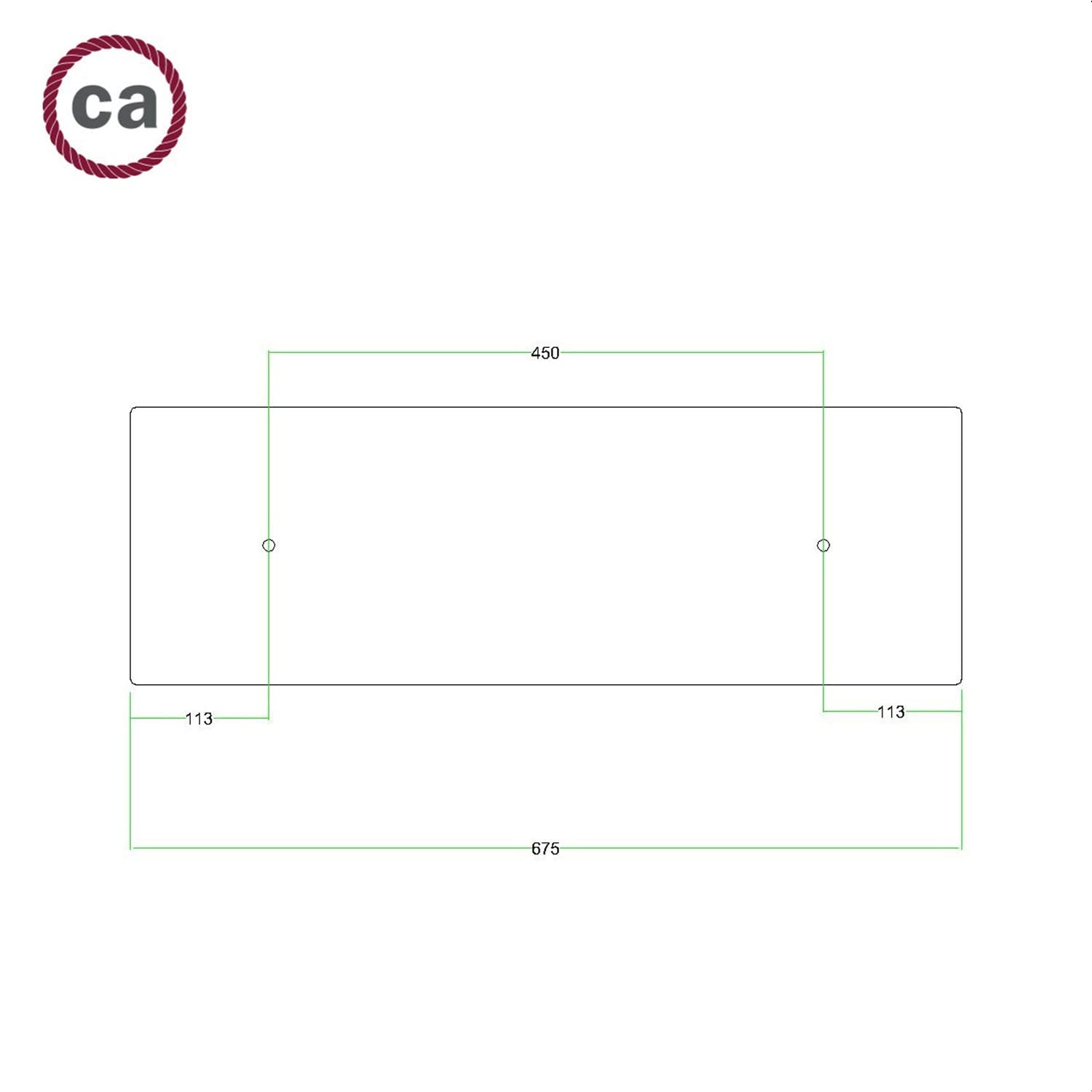 creative cables Rosone XXL rettangolare nero linea Rose-One (serracavo conico, dibond acciaio satinato, 2 fori e 6 fori laterali) – Per lampadari e sospensioni multiple