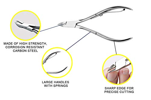 Dukal Nail Pliers Nail Cutter 4 3/4". Cuticle Trimmer, Carbon Steel Toe Nail Clippers. Professional Fingernail Clippers. Nail Trimmers Large Handles With Springs. #TOP4