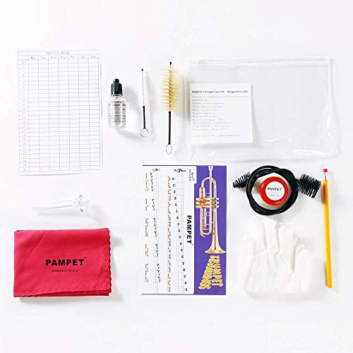 Pampet Lightweight Practice Trumpet Mute Silencer With 3C 7C Trumpet Mouthpiece Trumpet Straight Mute Trumpet Care Kit, Professional Trumpet Cleaning Kit #TOP6
