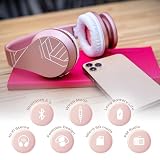 PowerLocus Bezprzewodowe składane słuchawki stereo z technologią Bluetooth, przewodowe zestawy słuchawkowe, redukcja szumów z wbudowanym mikrofonem do iPhone'a, Samsunga, LG, iPada (Kolekcja różowo-złota PL)