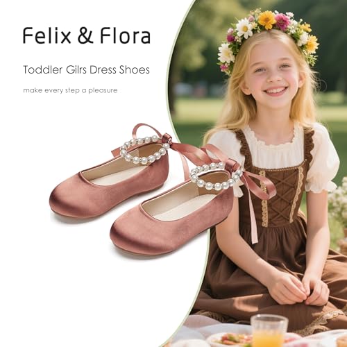 Image of Felix & Flora Girls Toddler Little Ballet Shoes - Flower Girls Mary Jane Flats Dress Shoes Party Wedding