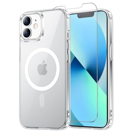 Temdan for iPhone 13/12 MINI Case with Screen Protector Clear | Compatible with Magsafe, Anti-Yellowing, Military-Grade Protection, Shockproof Slim Magnetic Phone Case,5.4"