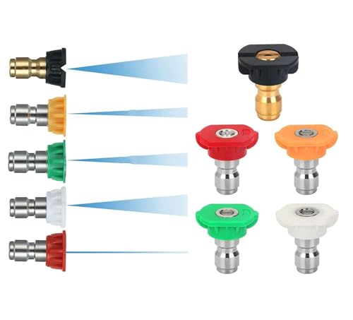 Pressure Washer Spray Nozzle Tip Set with 5 Multiple Degrees Nozzle,Pressure Washer Tips,1/4" Quick Connect, 4000 PSI.2.5 GPM