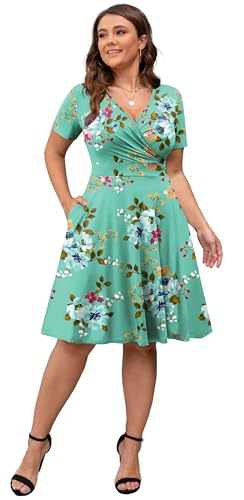 Image of POSESHE Womens Plus Size Dresses Sleeveless Wrap V-Neck Sundress Casual Summer Wedding Guest Cocktail Dress with Pockets