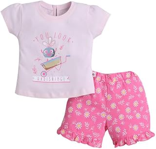 BUMZEE Girls Cotton Cap Sleeves T-Shirt & Short Set (Peb11154158) Price In India