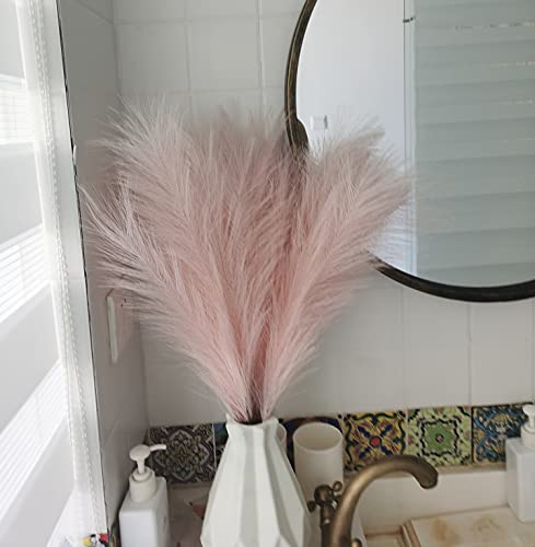 Riachrow Faux Pampas Grass Decor Small (10Pcs 25 Inches) Artificial Pampas Grass Decor Fluffy For Home Wedding Decor Flower Arrangement And Vase Fillings (Pink) #TOP2