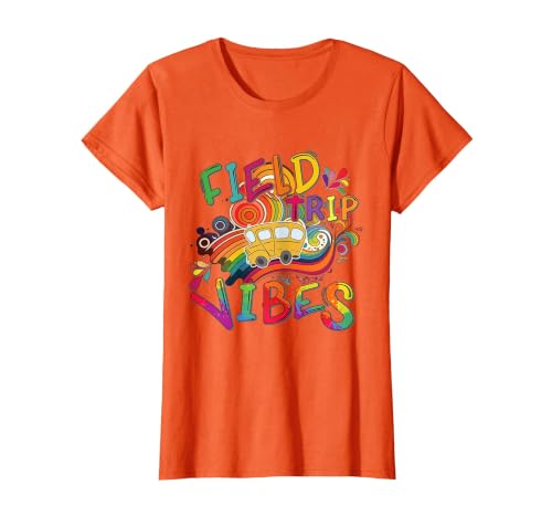 Funny Field Trip Vibes Field Day 2024 Boys Girls Students T-Shirt, Women, Orange, XX-Large