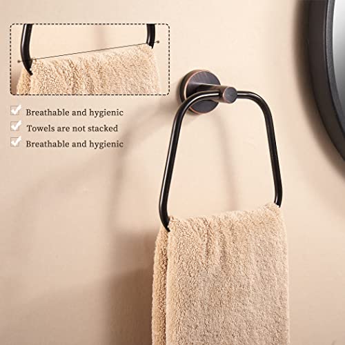 Bronze Hand Towel Holder, Bathroom Towel Ring Oil Rubbed, Bath Hand Towel Hangers Wall Mounted Farmhouse Rustic Orb Stainless Steel Trapezoid #TOP2