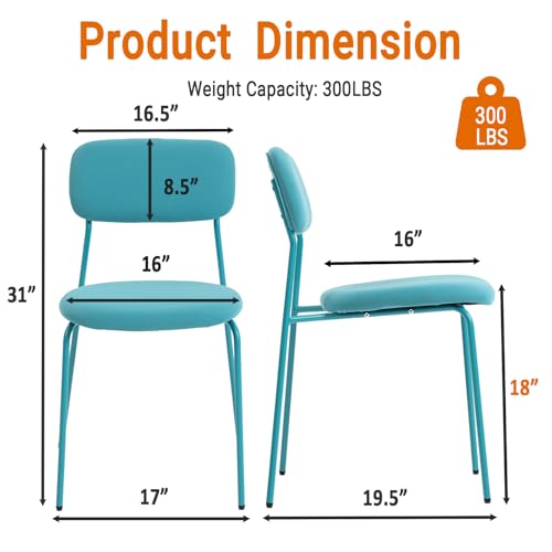 Image of Sidanli Stackable Waiting Room Chairs, Armless Upholstered Guest Chairs Set of 4 with Comfotable Cushion for Conference Reception Break Room Lobby, Blue