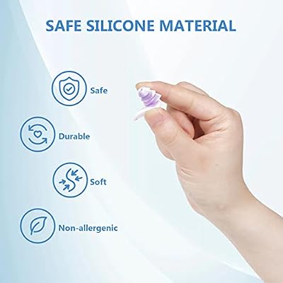 Reusable Swimming Ear Plugs with Nose Clips -2 Pairs Silicone Swimmers Ear Plugs for Adult Water Surfing, Snorkeling, Sleeping and Shower